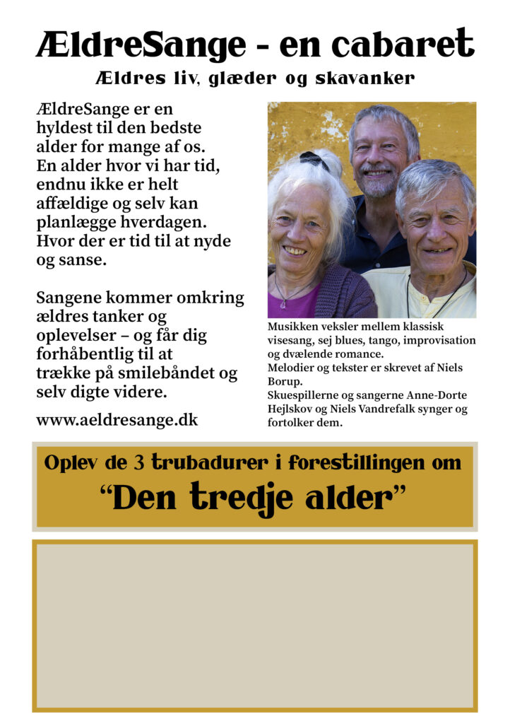 Reklame Plakat til ÆldreSanges forestillinger